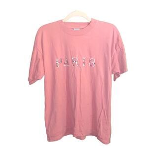 VNTG PARIS embroidered single stitch coquette girl tshirt L